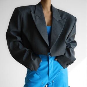 Cropped gray blazer women